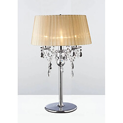 Luminaire Center Lampe de Table Olivia avec Abat jour bronze 3 Ampoules chrome poli/cristal