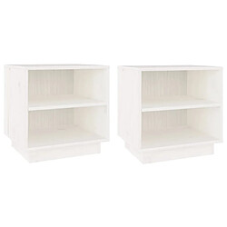 Maison Chic Lot de 2 Tables de chevet - Tables de Nuit Blanc 40x34x40 cm Bois de pin solide