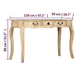 vidaXL Table console Bois de manguier massif 120 x 50 x 80 cm pas cher