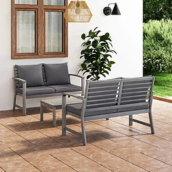 Maison Chic Salon de jardin 3 pcs - Table et chaises d'extérieur - Mobilier/Meubles de jardin Moderne avec coussin Bois d'acacia solide Gris -MN63096