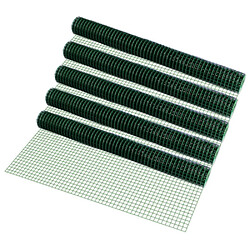 Grillage métallique treillis carré 1 x 5 m vert 5 rouleaux [pro.tec]