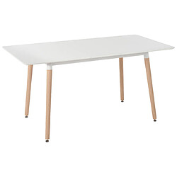 Beliani Table à manger extensible 120/150 x 80 cm blanche effet bois clair MIRABEL