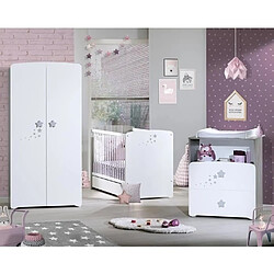 Baby Price Chambre bébé trio Nao: lit 120x60, commode a langer et armoire - Babyprice - Blanc