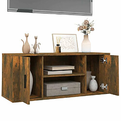 Acheter Maison Chic Meuble TV scandinave - Banc TV pour salon Chêne fumé 100x35x40 cm Bois d'ingénierie -MN74428