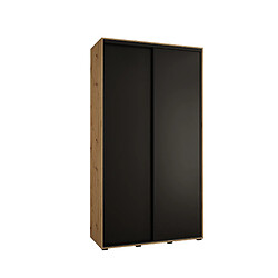 Abiks Meble Armoire à portes coulissantes Davos 3 235.2 x 140 x 45 2 portes coulissante (Chêne artisan/Noir/Noir)