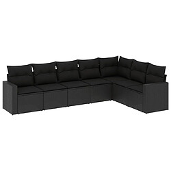 Maison Chic Salon de jardin 7 pcs avec coussins | Ensemble de Table et chaises | Mobilier d'Extérieur noir résine tressée -GKD33858