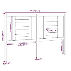 vidaXL Tête de lit Noir 141x4x100 cm Bois massif de pin pas cher