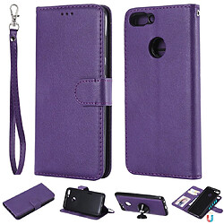 Wewoo Housse Coque Pour Huawei P Smart / Enjoy 7s Étui de protection à rabat horizontal de couleur unie avec support et fentes cartes et portefeuille et cadre photo et lanière violet