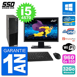 PC Lenovo M83 SFF Ecran 22" Intel i5-4570 RAM 32Go SSD 960Go Windows 10 Wifi - Occasion