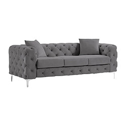 Avis Vente-Unique Canapé 3 places chesterfield en velours anthracite EDWINA