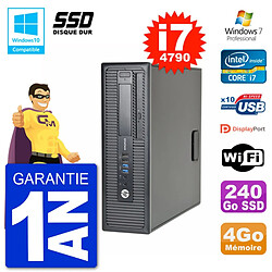 PC HP EliteDesk 800 G1 SFF i7-4790 RAM 4Go SSD 240Go Graveur DVD Wifi W7 - Occasion