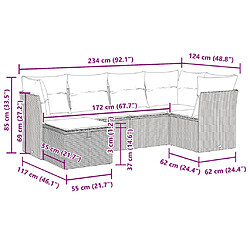 vidaXL Salon de jardin avec coussins 6 pcs beige résine tressée pas cher