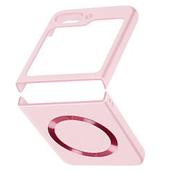 Avizar Coque MagSafe pour Samsung Galaxy Z Flip 5 Rigide Design Fin Rose