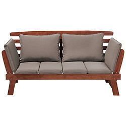 Beliani Banc de jardin PORTICI avec coussin Bois 210 cm Marron foncé