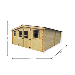 Abri madriers massifs 18.27 m² bois naturel - ba4050.02n - HABRITA