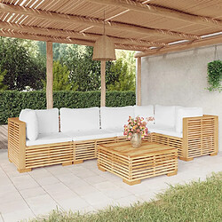 Maison Chic Salon de jardin 6 pcs + coussins - Mobilier/Meubles de jardin - Table et chaises d'extérieur Bois de teck solide -MN61129