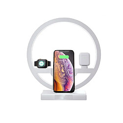 YP Select Chargeur de montre de chargeur sans fil 3 en 1 avec lumière LED pour iPhone / iPod / Apple Watch-BLANC