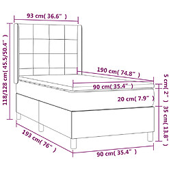 vidaXL Sommier à lattes de lit et matelas Crème 90x190 cm Tissu pas cher