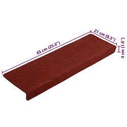 vidaXL Tapis de marches d'escalier 10pcs Bordeaux 65x21x4cm Aiguilleté pas cher