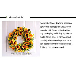 Couronne de fleurs de tournesol artificielle avec tournesol jaune et feuilles vertes pour porte d'entrée mur intérieur ou extérieur décoration de pas cher