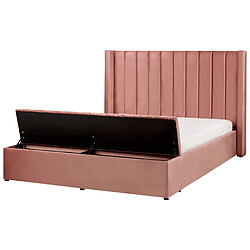 Beliani Lit double en velours rose avec banc coffre 160 x 200 cm NOYERS