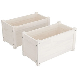 Maison Chic Lot de 2 Jardinières d'extérieur,Bac à fleurs - pot de fleur Blanc 60x31x31 cm Bois de pin -GKD61318