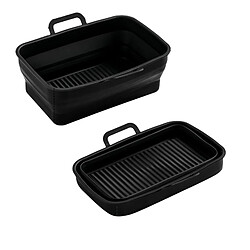 INF Pot en silicone pour friteuse à air rectangulaire pliable en silicone Black