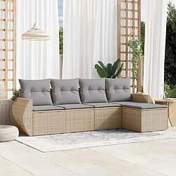 Maison Chic Salon de jardin avec coussins 5 pcs | Ensemble de Table et chaises | Mobilier d'Extérieur beige résine tressée -GKD91252