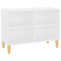 vidaXL Meuble TV avec pieds en bois massif Blanc 69,5x30x50 cm