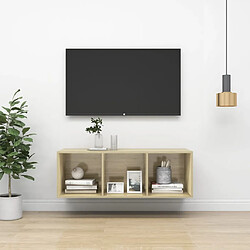 vidaXL Meuble TV mural Chêne sonoma 37x37x107 cm Bois d’ingénierie