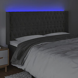 Acheter Maison Chic Tête de lit scandinave à LED,meuble de chambre Gris foncé 203x16x118/128 cm Velours -MN49600