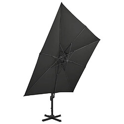 ComfortXL Parasol Déporté Avec Double Toit 300x300 Cm Noir