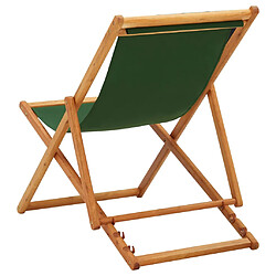 Avis vidaXL Chaise pliable de plage bois d'eucalyptus et tissu vert