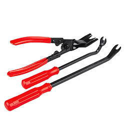 Clips de panneau de porte de voiture de qualité 3 pc pince outil de réparation d'extracteur de fixation de retrait de garniture - rouge