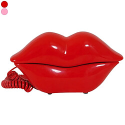 Totalcadeau Téléphone fixe filaire bouche sensuelle sexy pulpeuse rose