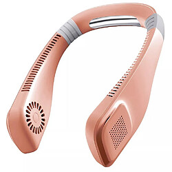 (Rose avec Câble) Ventilateur de cou portable à 3 Vitesses USB Rechargeable Lazy Neckband Ventilateurs de refroidissement sans lame