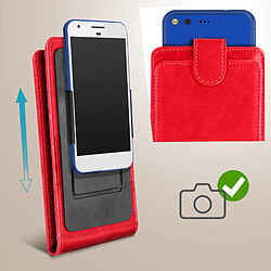 Avizar Etui Smartphone Universel Clapet Vertical Portefeuille Taille L rouge pas cher