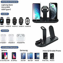 Chrono Station de charge sans fil 4 en 1 Dock Chargeur Stand pour Watch Air Pods iPhone,(noir) pas cher