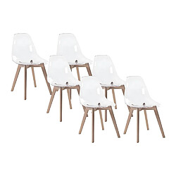 Vente-Unique Lot de 6 chaises AUDRA - Polycarbonate et Hêtre - Transparent 