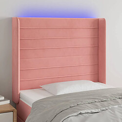 vidaXL Tête de lit à LED Rose 83x16x118/128 cm Velours