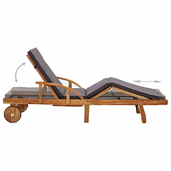 Acheter Maison Chic Chaise longue avec coussin | Bain de soleil Relax | Transat bois d'acacia solide -GKD86291