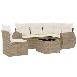 vidaXL Salon de jardin avec coussins 6 pcs beige résine tressée