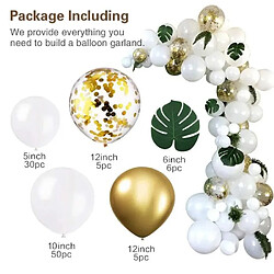 Euro Mega 100pcs Guirlande Ballons Blanc Or Tropical Safari Forêt Fête Anniversaire Mariage Décoration