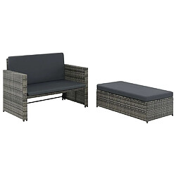 Maison Chic Salon de jardin 2 pcs avec coussins - Table et chaises d'extérieur - Mobilier/Meubles de jardin Moderne Résine tressée Gris -MN92234