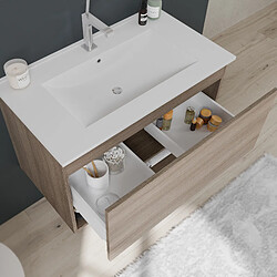 Kiamami Valentina MEUBLE DE SALLE DE BAIN AVEC UN GRAND TIROIR ET COMPARTIMENT OUVERT 80CM EN CHÊNE NATUREL | VENEZIA