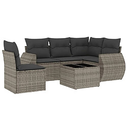 Maison Chic Salon de jardin 6 pcs avec coussins | Ensemble de Table et chaises | Mobilier d'Extérieur gris résine tressée -GKD11537