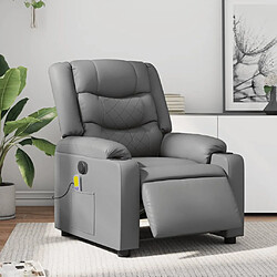 vidaXL Fauteuil de massage inclinable électrique gris similicuir