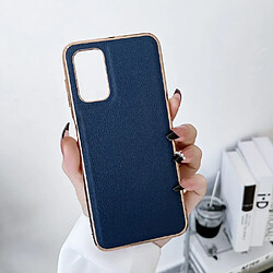 Coque en TPU + cuir véritable électroplaqué pour votre Xiaomi Redmi Note 11 4G (Qualcomm)/Note 11S 4G - bleu