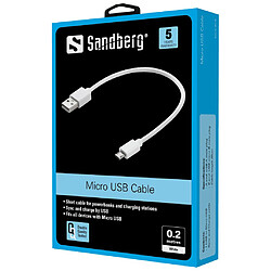 Sandberg MicroUSB Sync/ChargeCable 0.2m câble USB 0,2 m USB A Micro-USB B Blanc