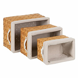 BigBuy Home Set de basket Naturel Bois Tissu 39,5 x 30 x 24 cm (3 Unités)